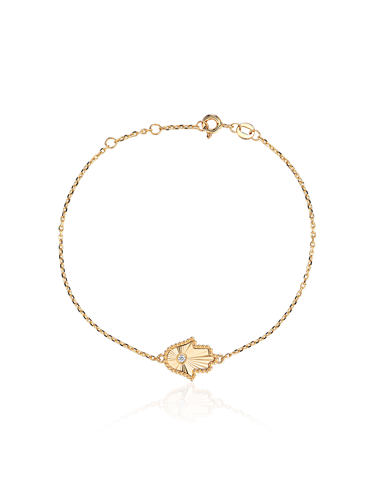 Браслет из желтого золота 585 пробы с фианитом 01Б133377