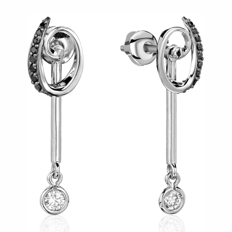 Серьги из белого золота 585 пробы с бриллиантами 01С6214269ЧР-1