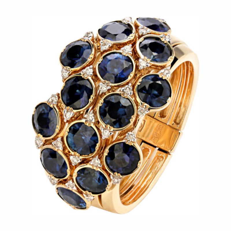 Кольцо из желтого золота 585 пробы с сапфиром и бриллиантами 01К6311960-3