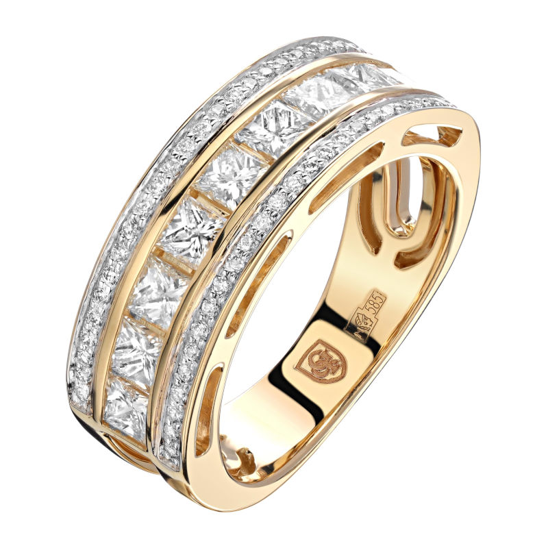 Кольцо из желтого золота 585 пробы с бриллиантами 01К6312974