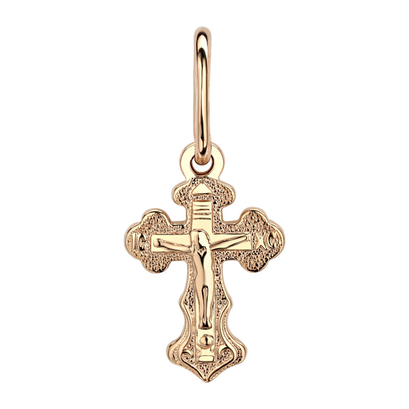 Крест нательный из красного золота 585 пробы без вставок 01Р010583
