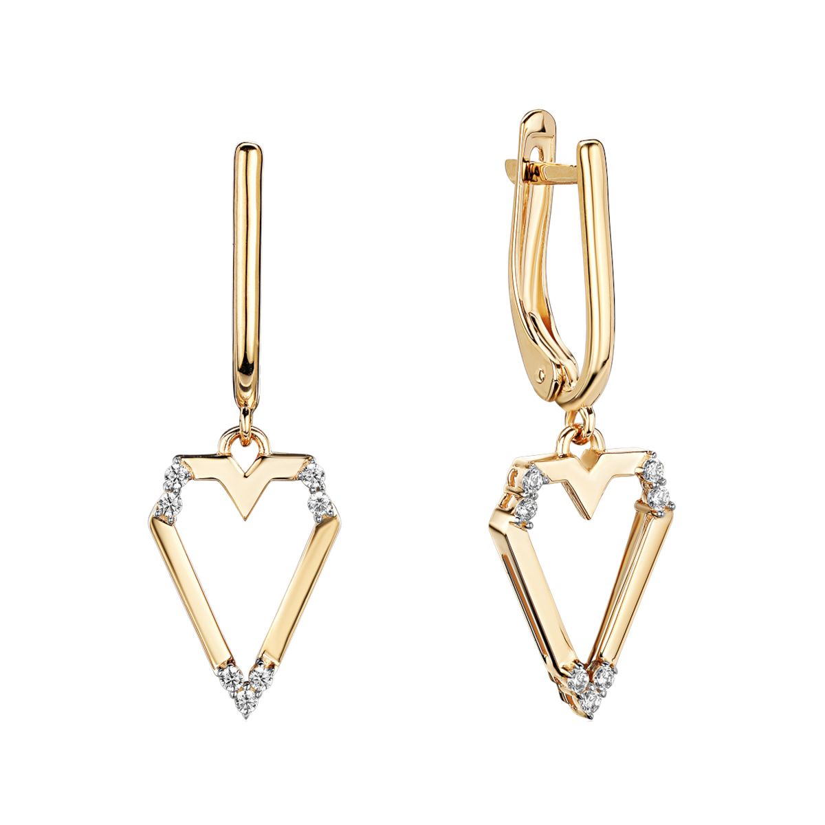 Серьги из желтого золота 585 пробы с фианитами 01С1315495Р