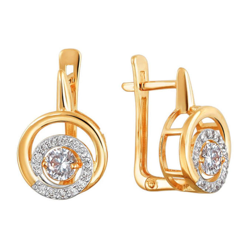 Серьги из красного золота 585 пробы с фианитами 01С1111852Р