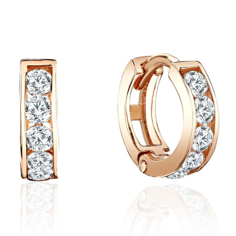Серьга одиночная из красного золота 375 с фианитами 01С1115113S