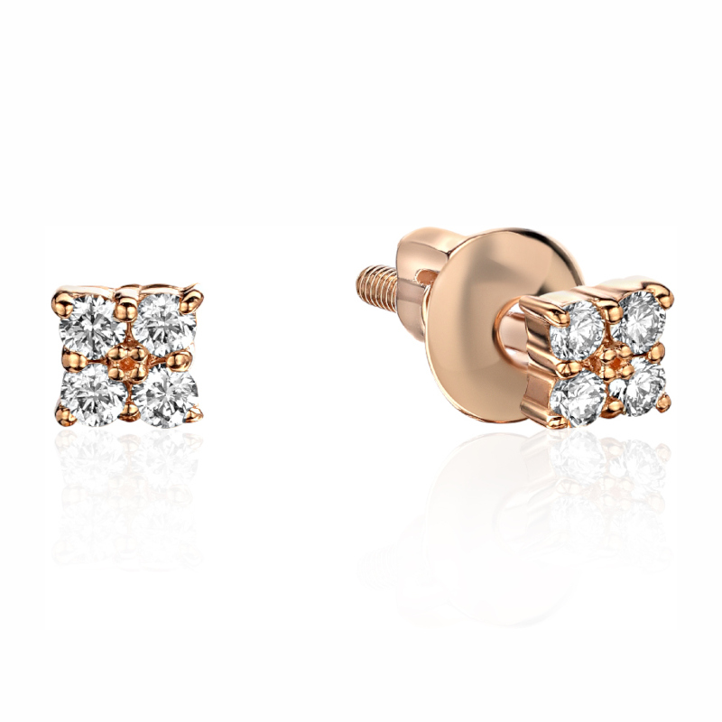 Серьги из красного золота 585 пробы с бриллиантами 01С6114278