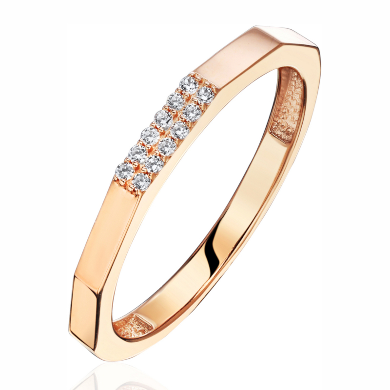 Кольцо из красного золота 585 пробы с фианитами 01К1116324