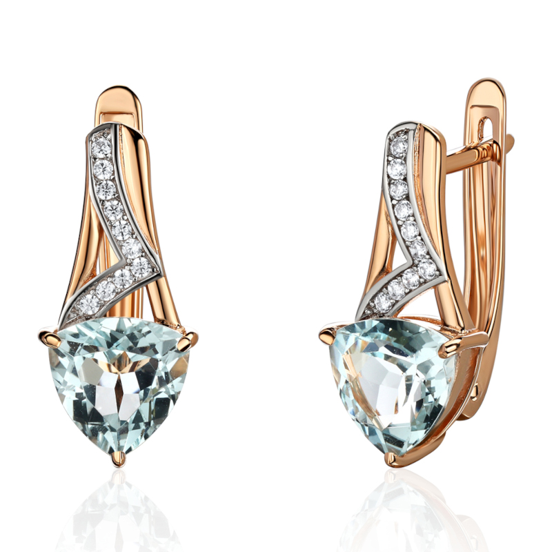 Серьги из красного золота 585 пробы с топазами и фианитами 01С3115369Р-1