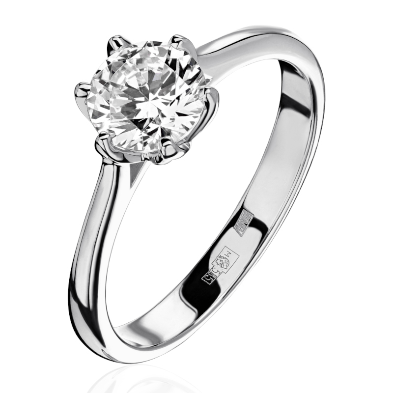 Кольцо из белого золота 585 пробы с бриллиантом 01К6213772-Л