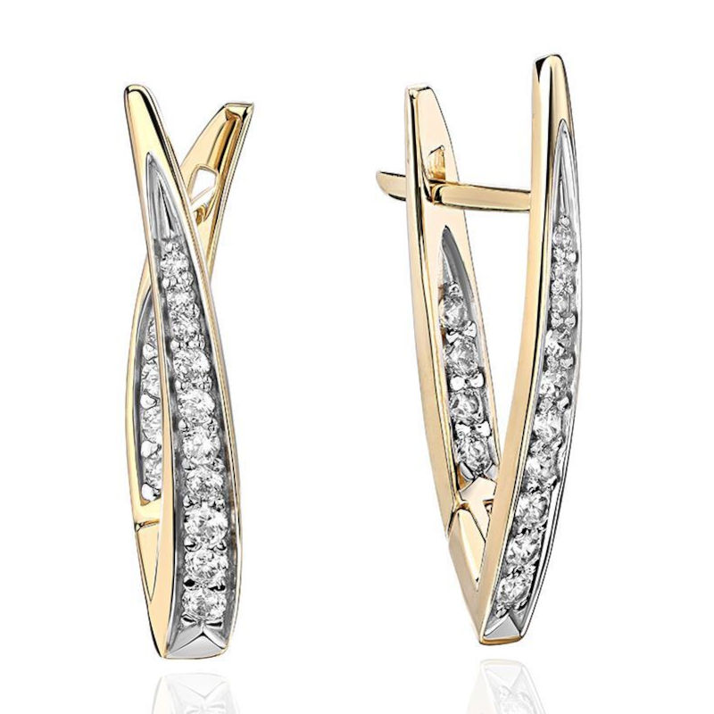 Серьги из желтого золота 585 пробы с бриллиантами 01С632211