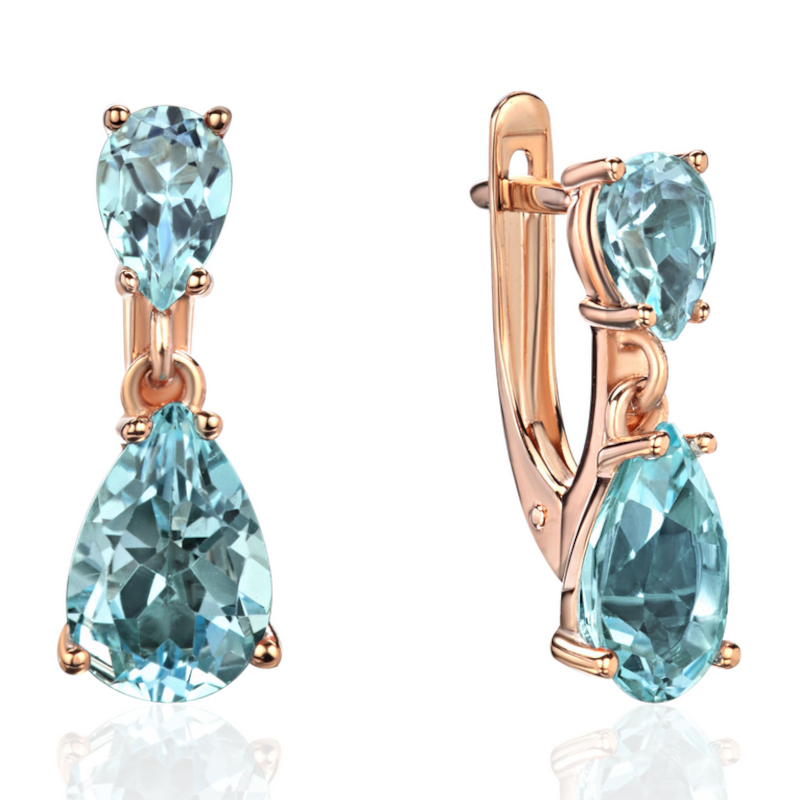 Серьги из красного золота 585 пробы с топазами 01С3116482-2