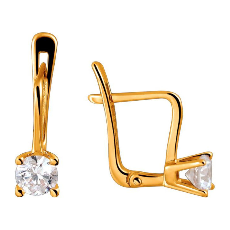 Серьги из красного золота 585 пробы с фианитами 01С1112054