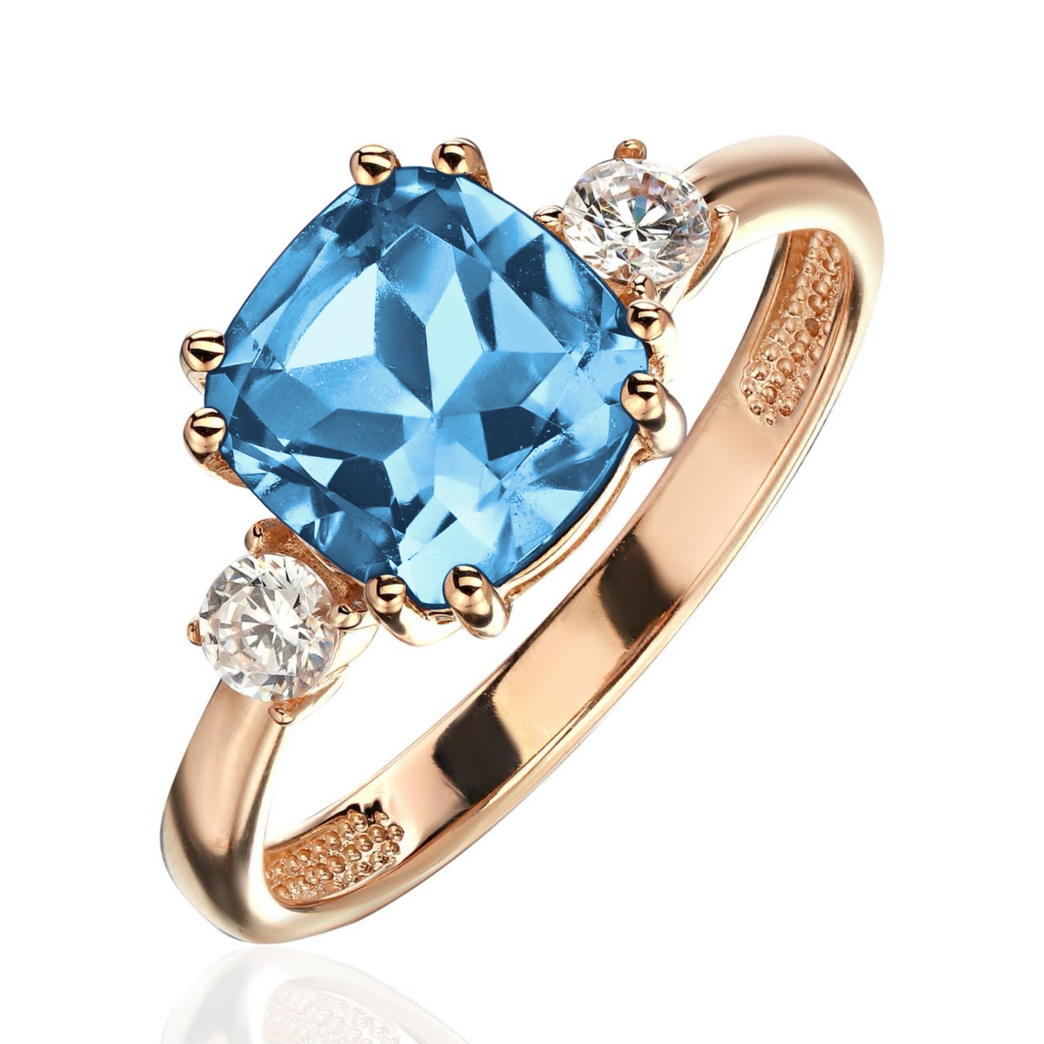 Кольцо из красного золота 585 пробы с топазом и фианитами 01К3115437-1