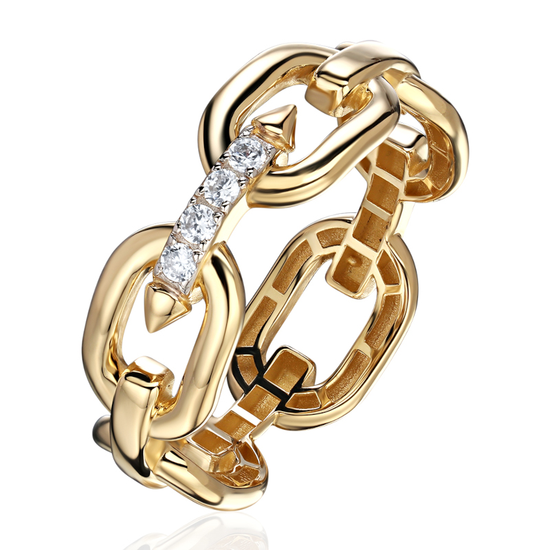 Кольцо из желтого золота 585 пробы с фианитами 01К1316956Р