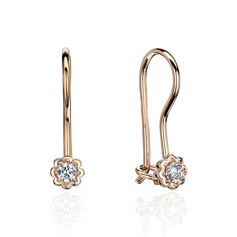 Серьги из красного золота 375 пробы с фианитами 01С116470S
