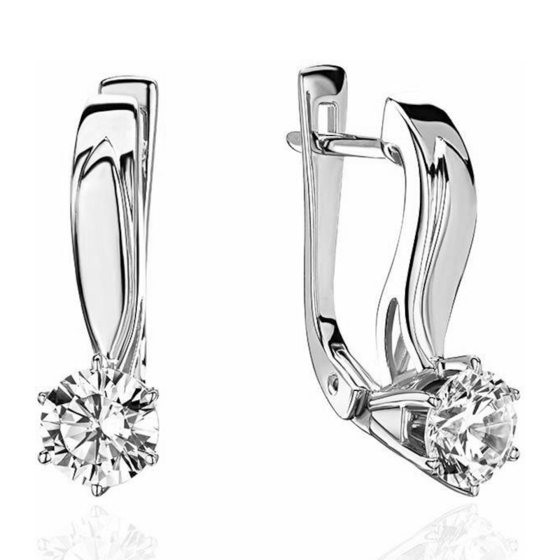 Серьги из платины 585 пробы с фианитами 01С1914609-585