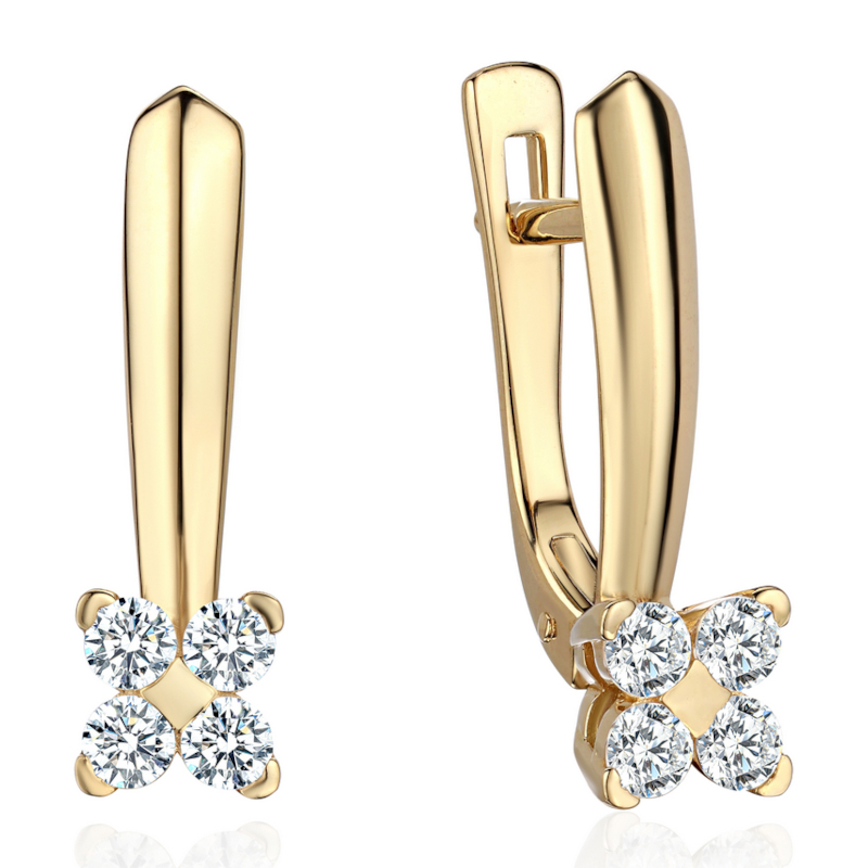 Серьги из желтого золота 585 пробы с фианитами 01С1315500
