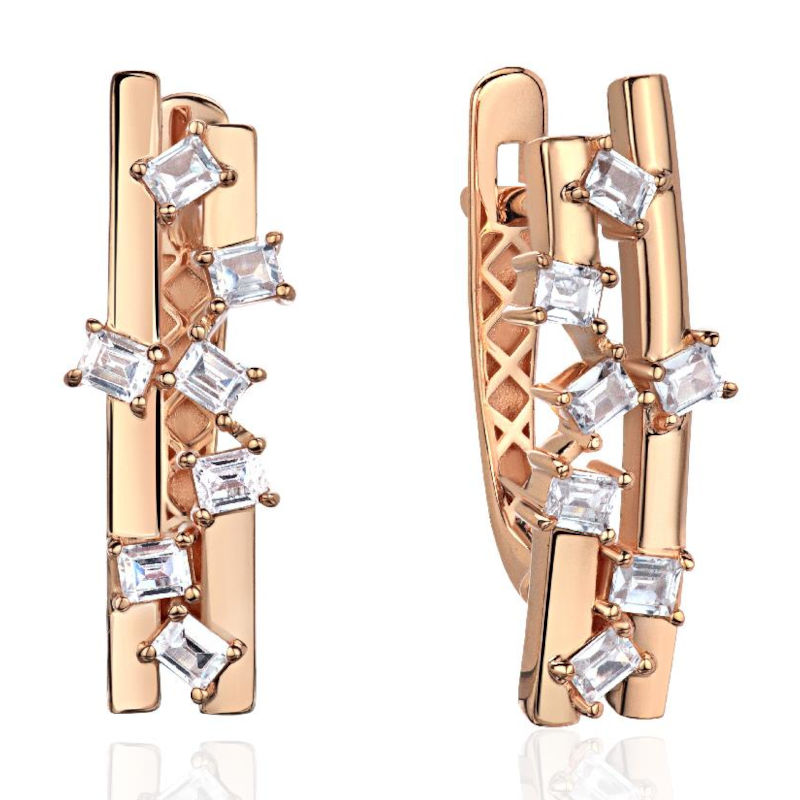 Серьги из красного золота 585 пробы с фианитами 01С1117050
