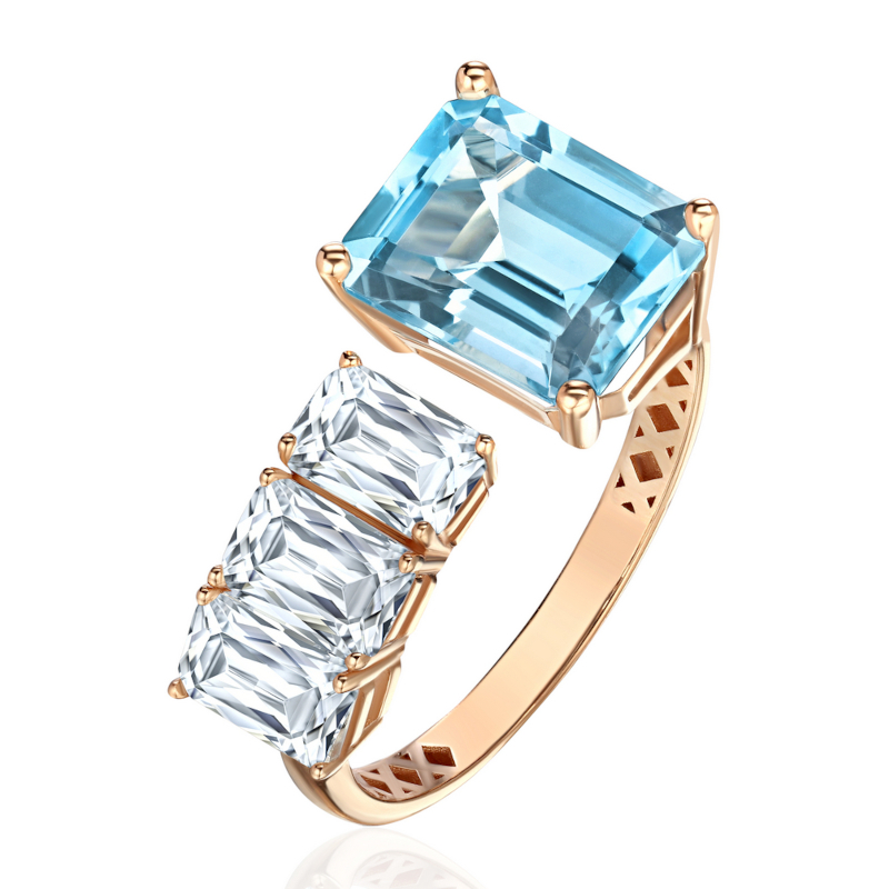 Кольцо из красного золота 585 пробы с топазами 01К3116987-1