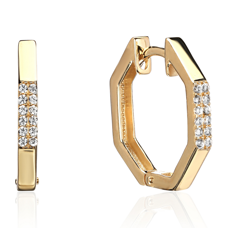 Серьги из желтого золота 585 пробы с фианитами 01С1315224