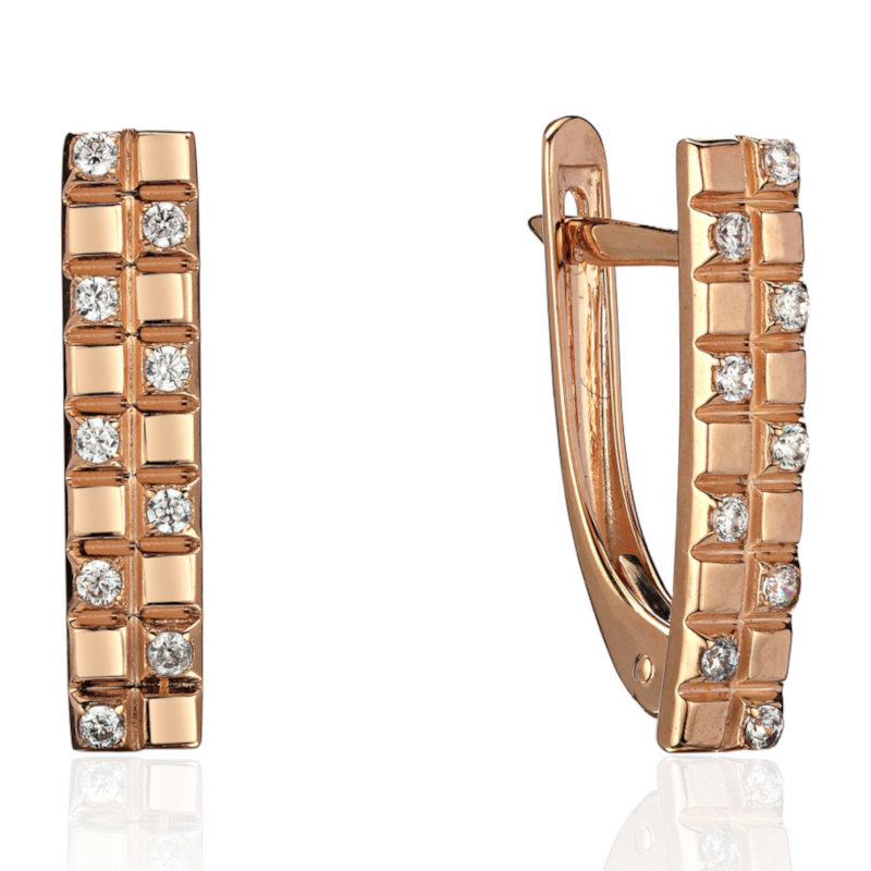 Серьги из красного золота 585 пробы с фианитами 01С1115166