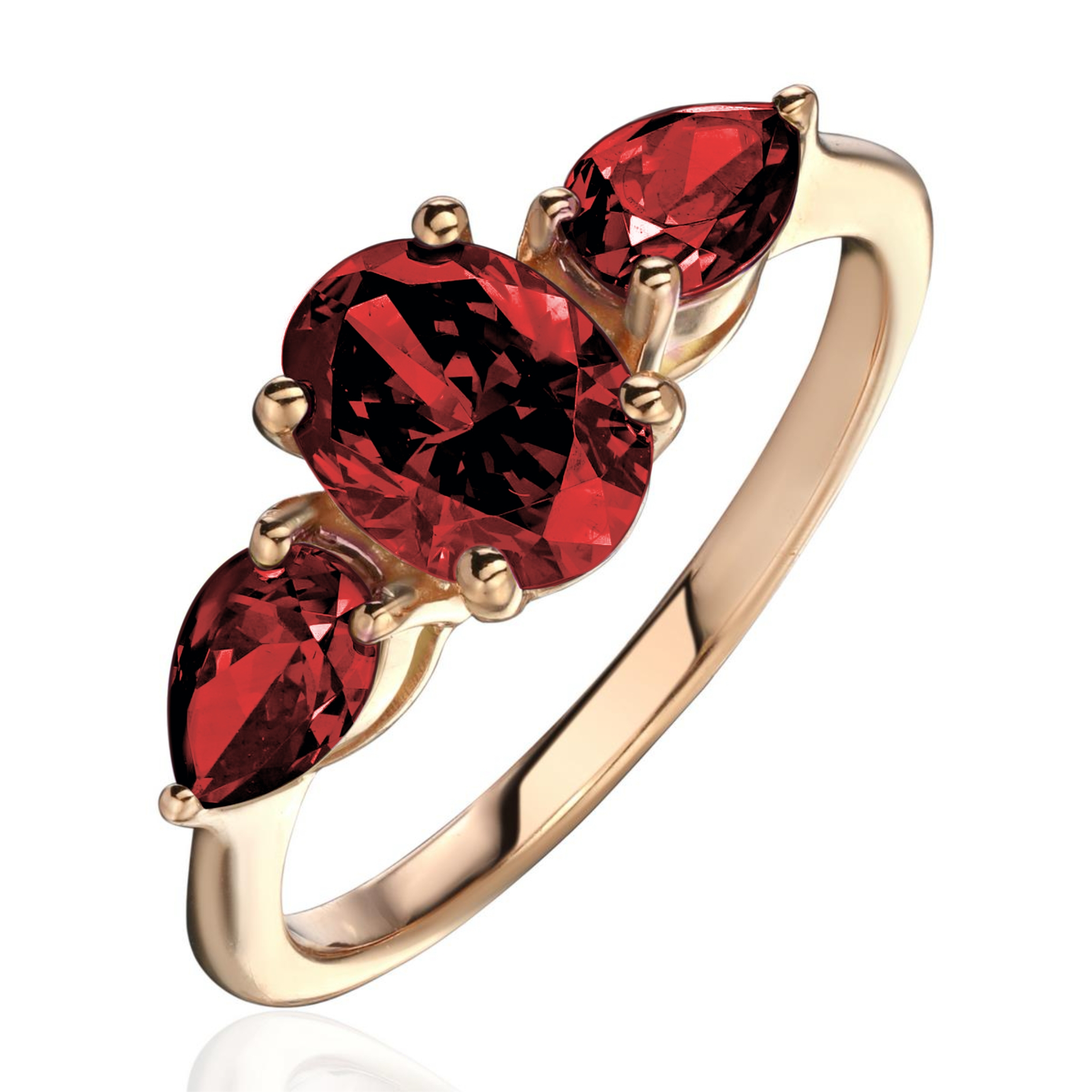 Кольцо из красного золота 585 пробы с гранатом 01К3115473-2