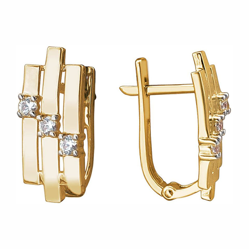 Серьги из желтого золота 585 пробы с фианитами 01С1314042