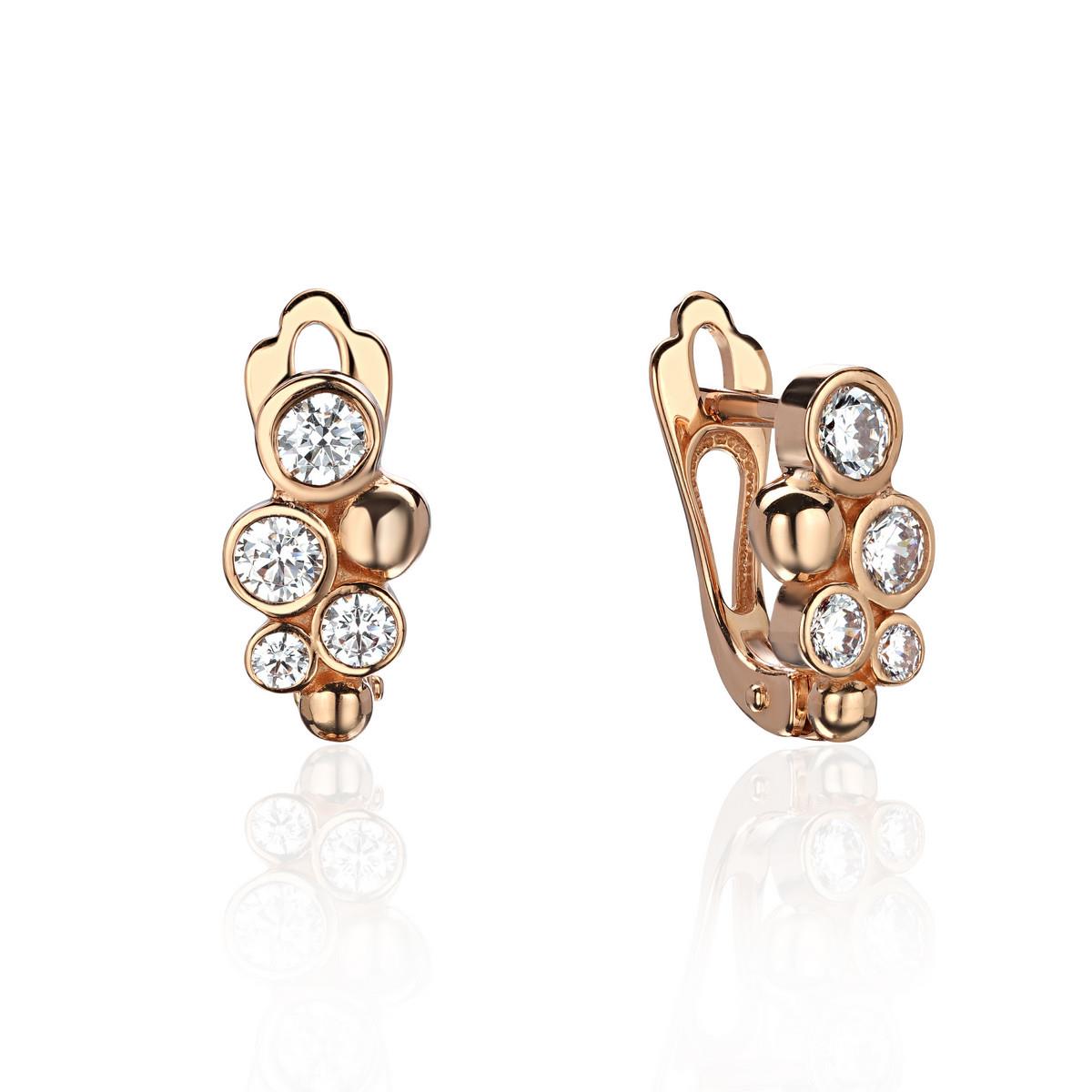 Серьги из красного золота 375 с фианитами 01С1114631S