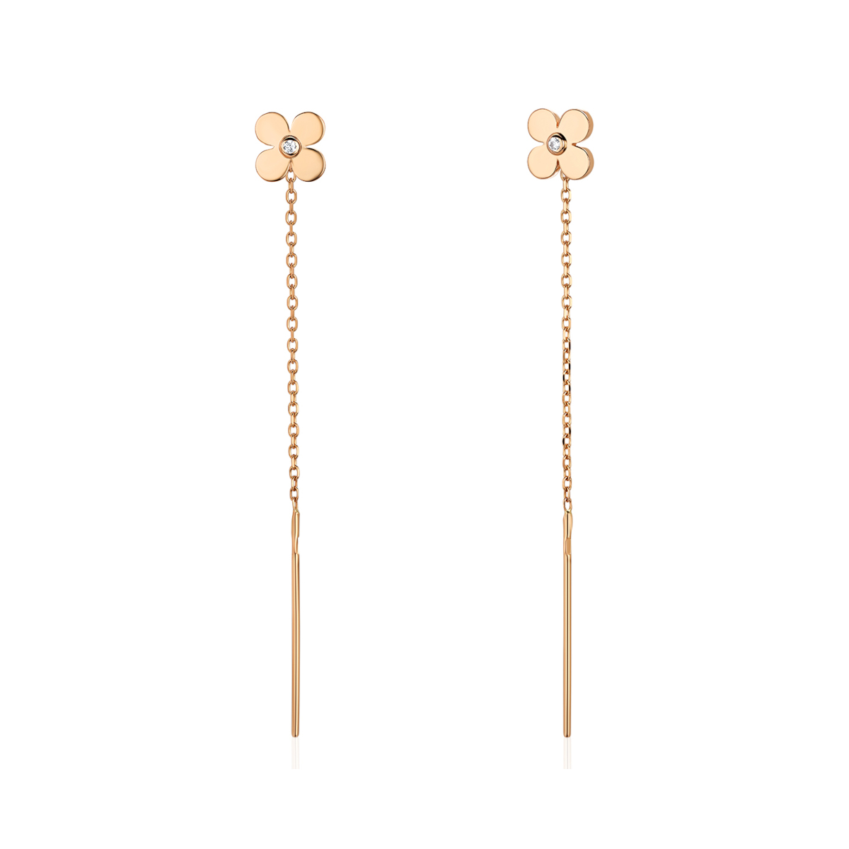 Серьги из красного золота 585 пробы с фианитами 01С1115573