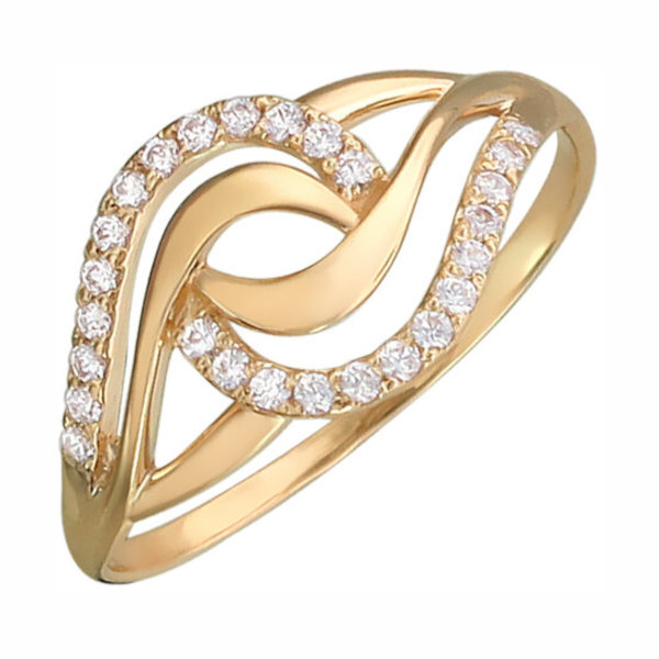 Кольцо из красного золота 585 пробы с фианитами 01К117276