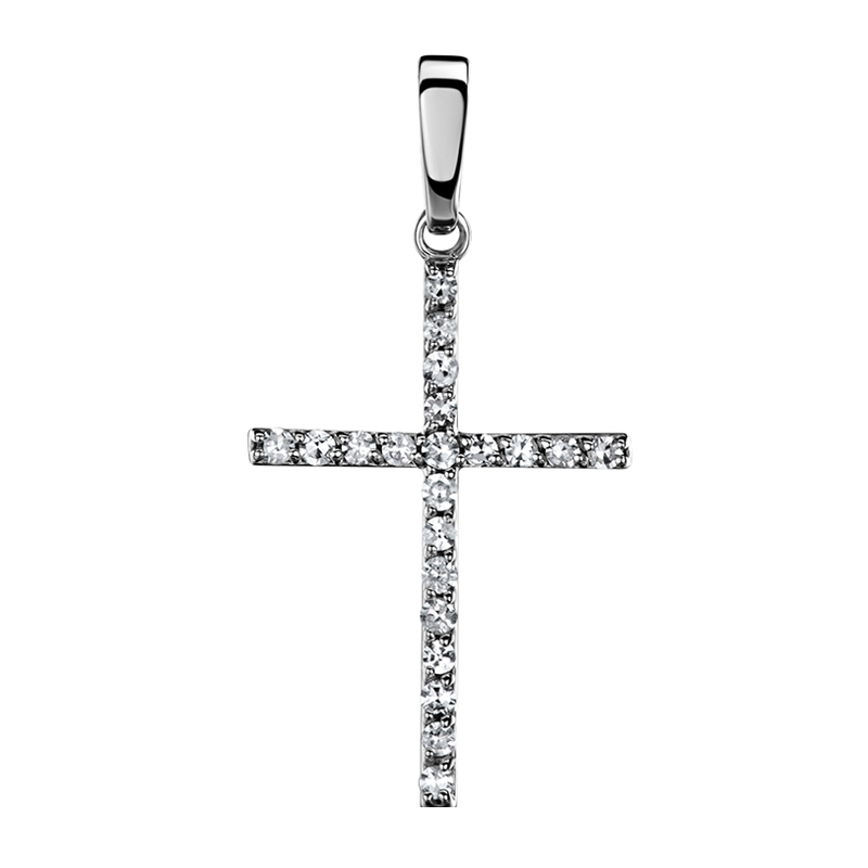 Крест из белого золота 585 пробы с бриллиантами 01Р621125-17