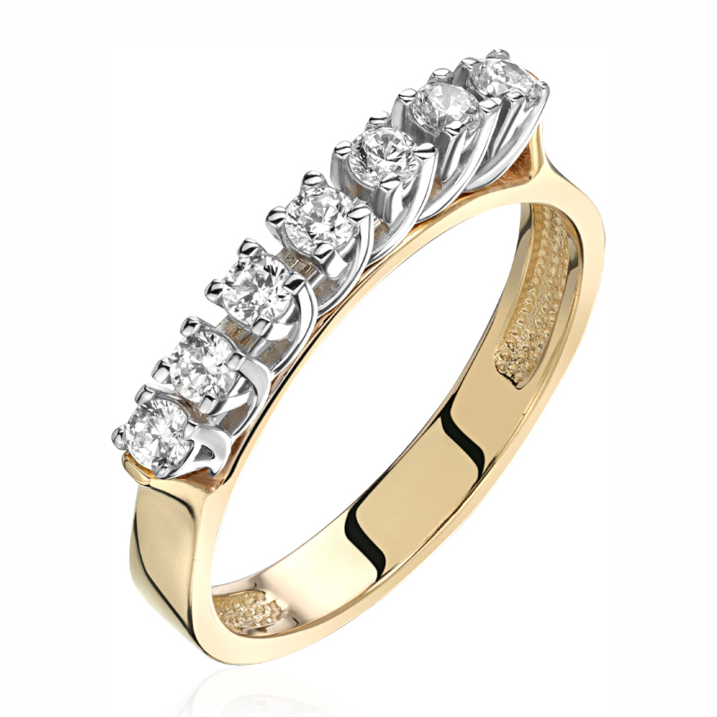 Кольцо из желтого золота 585 пробы с фианитами 01К1315774Р