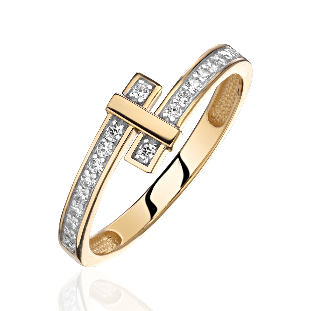 Кольцо из желтого золота 585 пробы с фианитами  01К1315194Р