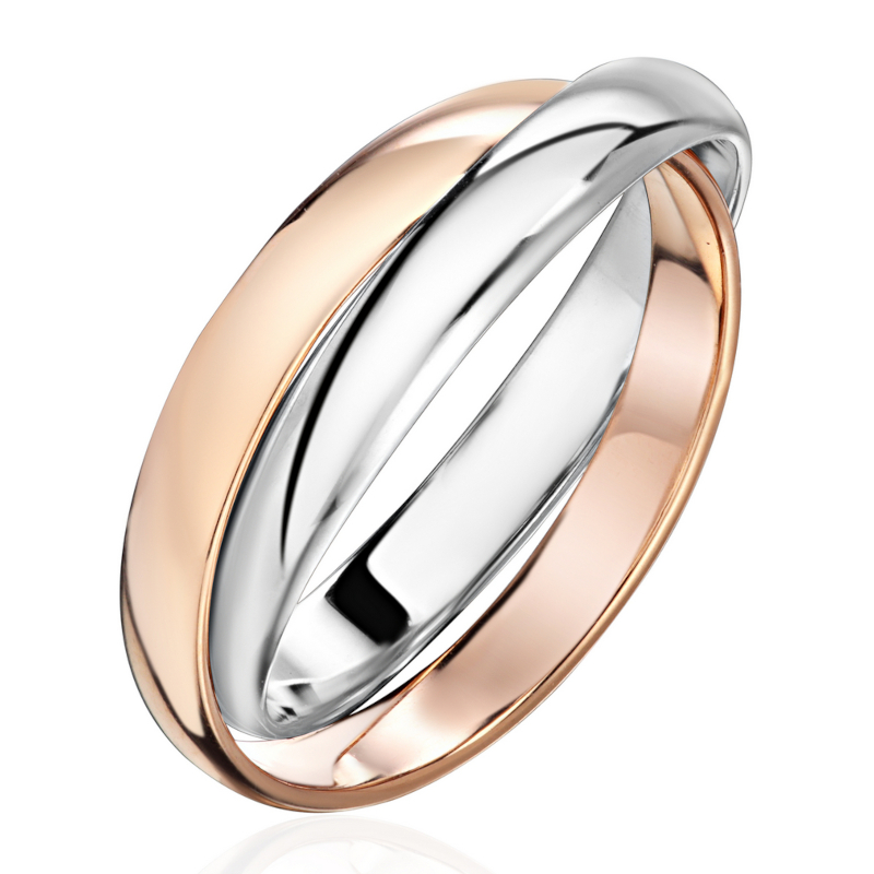 Кольцо из комбинированного золота 585 пробы без вставок 01О060486