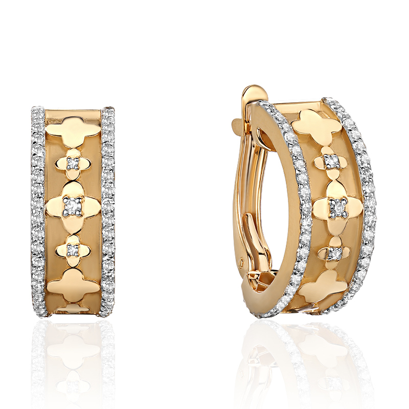Серьги из желтого золота 585 пробы с бриллиантами 01С6316885Р-17