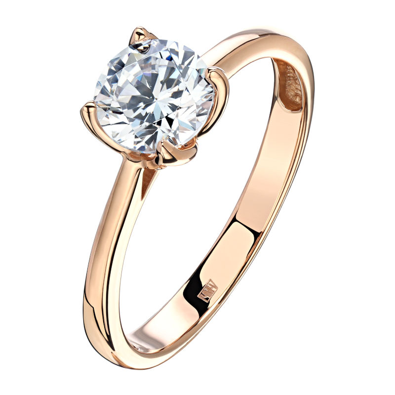 Кольцо из красного золота 585 пробы с фианитом 01К1113839