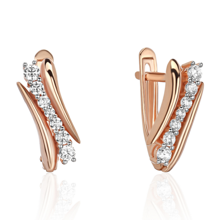 Серьги из красного золота 585 пробы с фианитами 01С1115718Р