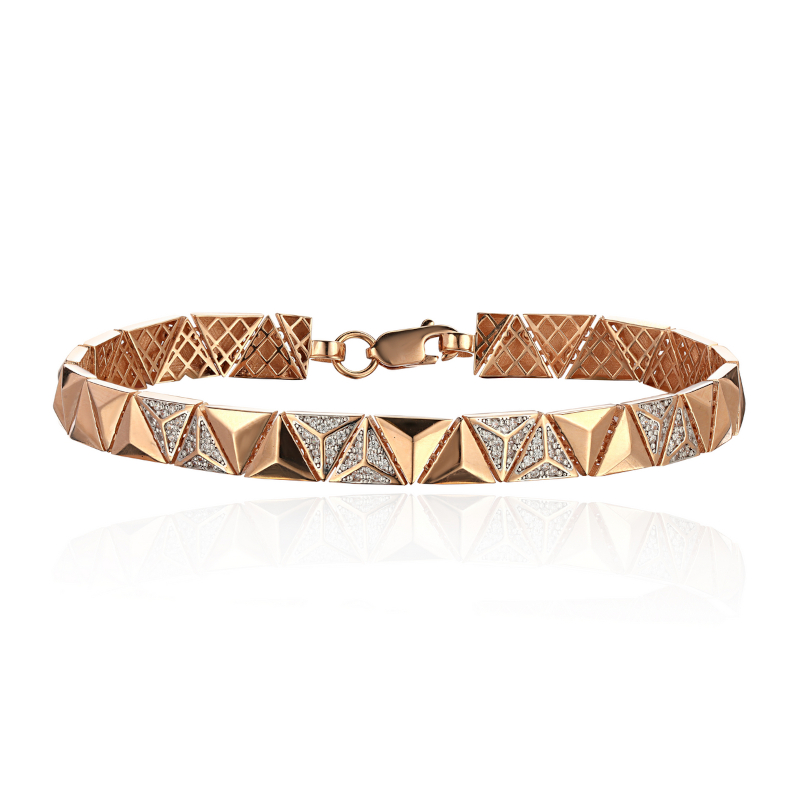 Браслет из красного золота 585 пробы с фианитами 01Б113590Р