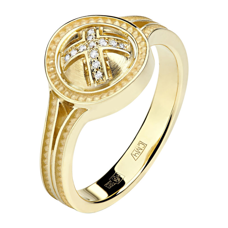 Кольцо из желтого золота 585 пробы с бриллиантами 01К638743