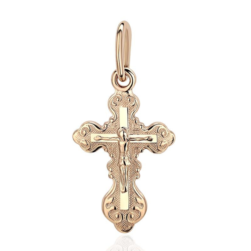 Крест нательный из красного золота 375 пробы без вставок 01Р010428S