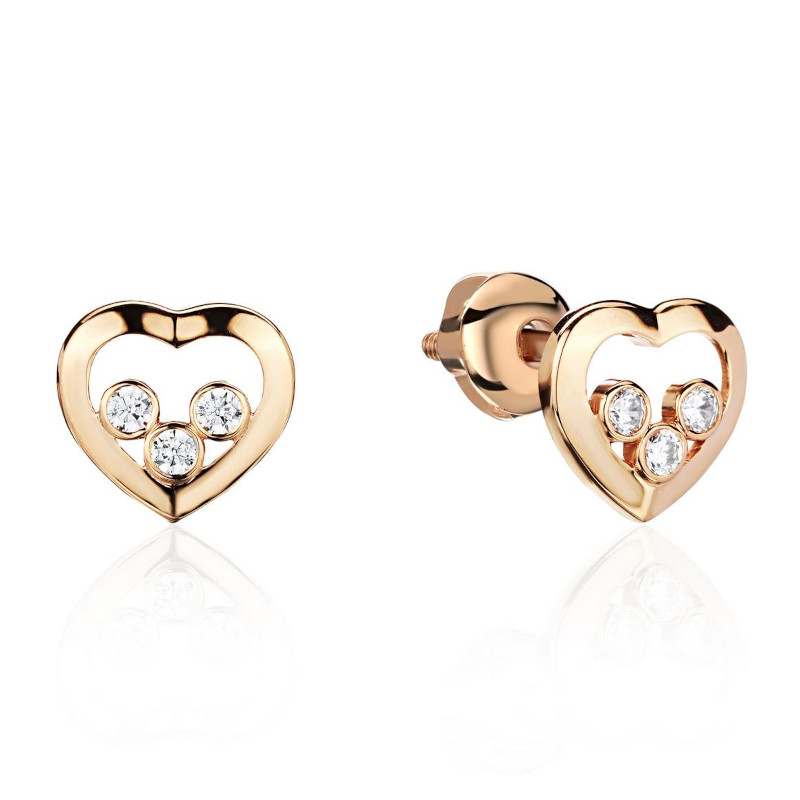 Серьги из красного золота 375 пробы с фианитами 01С1115100S