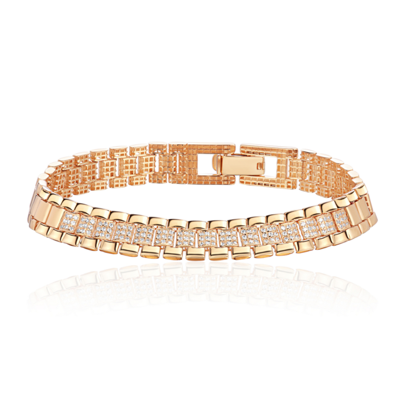 Браслет из красного золота 585 пробы с фианитами 01Б113661Р