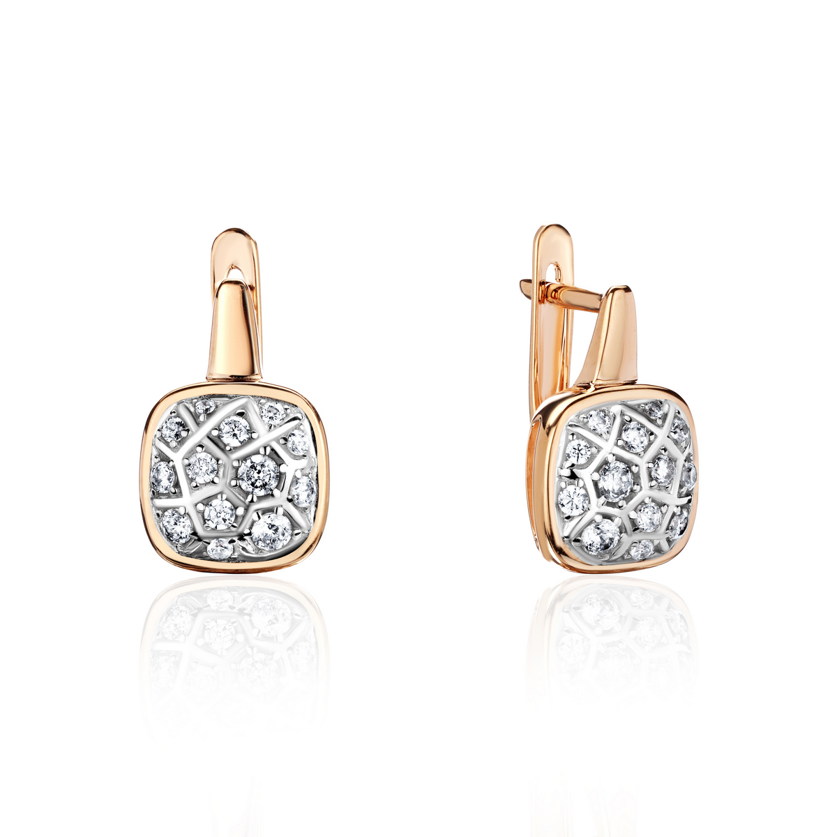 Серьги из красного золота 585 пробы с фианитами 01С1115081Р