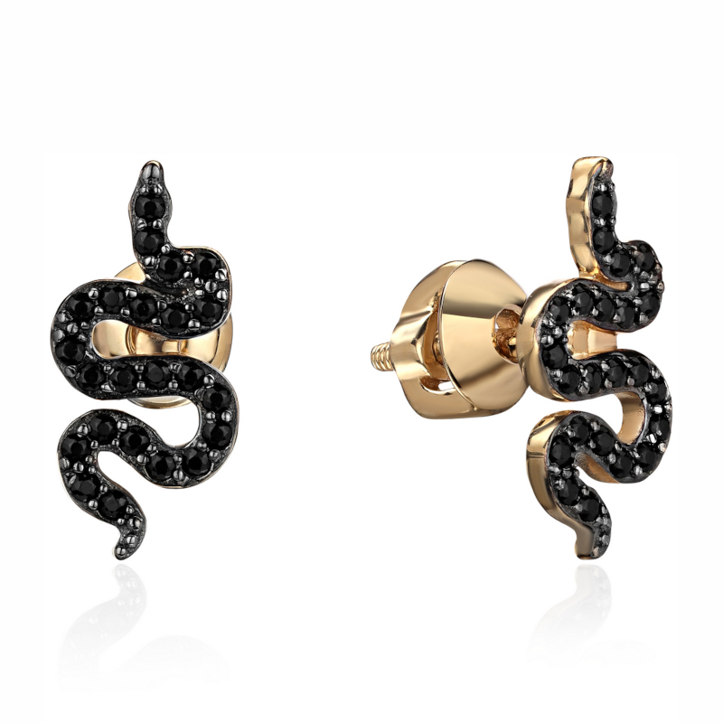 Серьги из желтого золота 585 пробы с фианитами 01С2314475ЧР-1