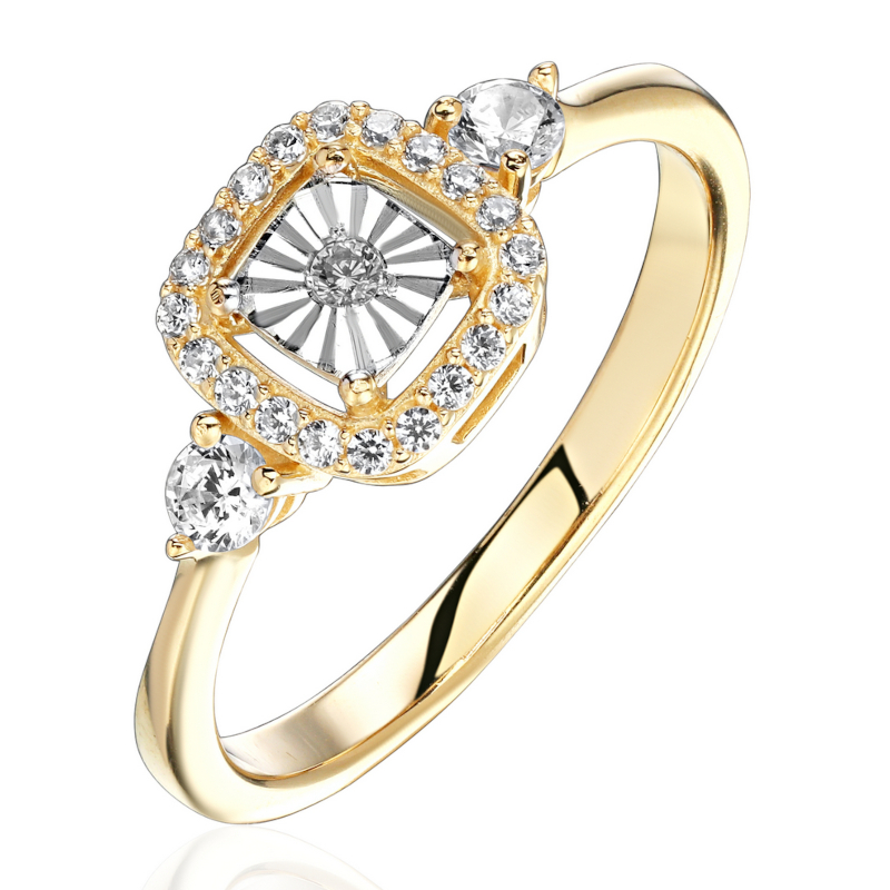 Кольцо из комбинированного золота 585 пробы с фианитами 01К1615635Ж