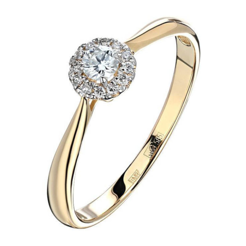 Кольцо из желтого золота 585 пробы с фианитами 01К1313940