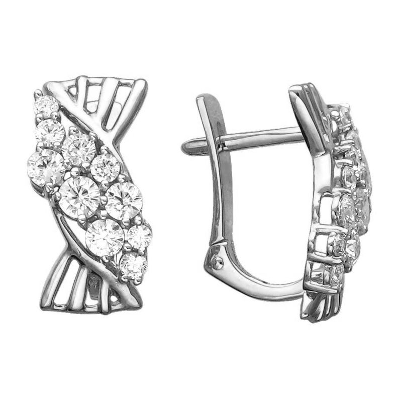 Серьги из белого золота 585 пробы с фианитами 01С1212203