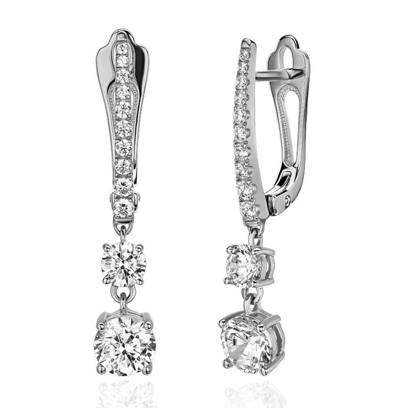 Серьги из платины 585 пробы с фианитами 01С1915011-585