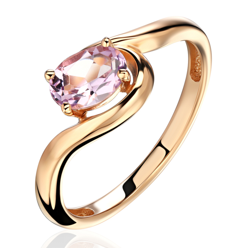 Кольцо из красного золота 585 пробы с аметистом 01К3115346-3