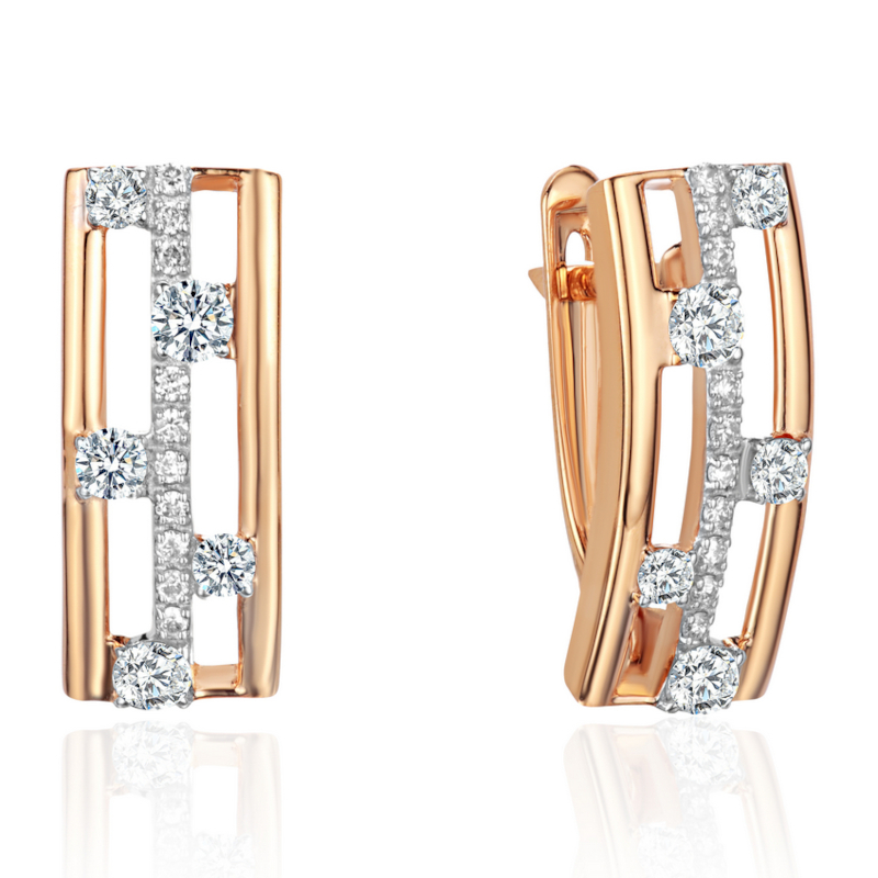 Серьги из красного золота 585 пробы с фианитами 01С1116830Р