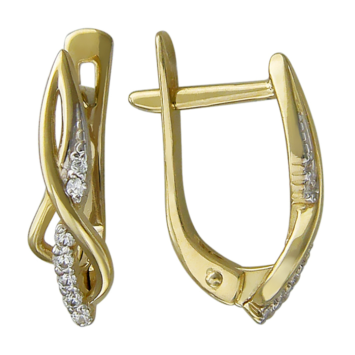 Серьги из желтого золота 585 пробы с фианитами 01С136951